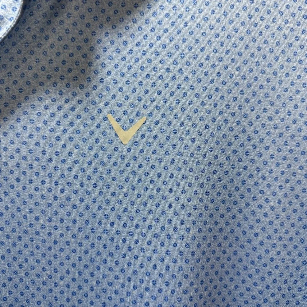 Callaway Opti Dri Mens XXL Blue Geometric Print‎ Short Sleeve Golf Polo Shirt
